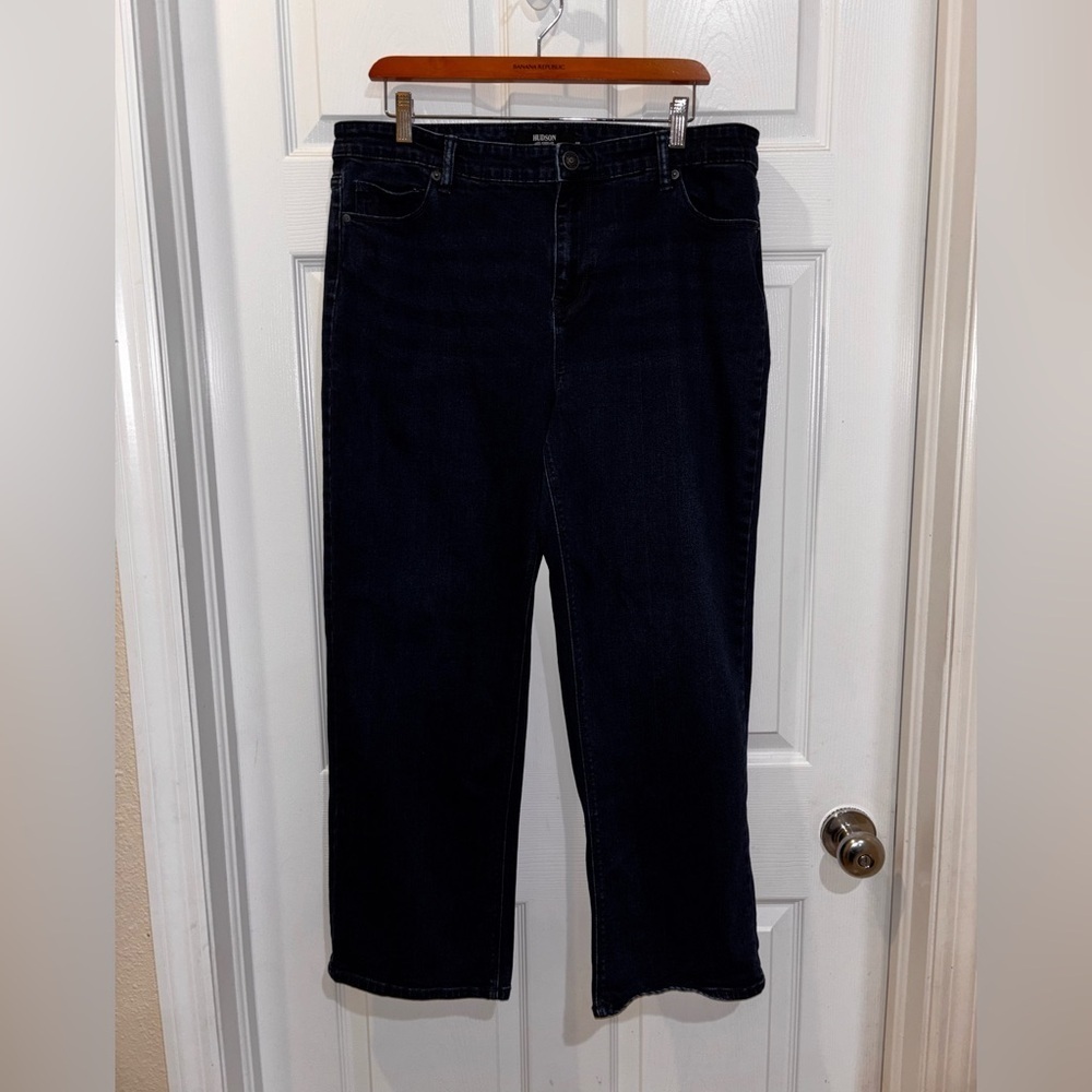 Hudson Jeans Womens Dark Wash Blue Straight Leg Stretch Back Flap Pockets SZ 16‍